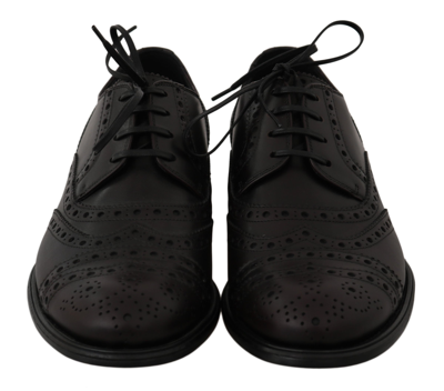 Shop Dolce & Gabbana Black Leather Wingtip Oxford Dress  Men's Shoes In Bordeaux