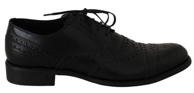 Shop Dolce & Gabbana Black Leather Wingtip Oxford Dress Men's Shoes