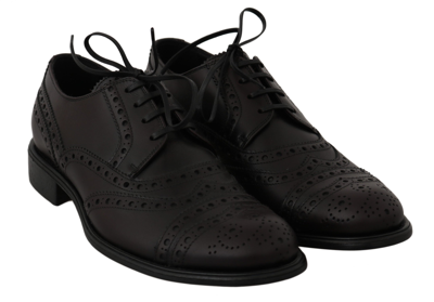 Shop Dolce & Gabbana Black Leather Wingtip Oxford Dress  Men's Shoes In Bordeaux