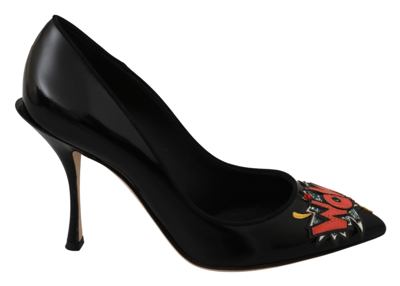 Shop Dolce & Gabbana Black Leather Wow Heels Pumps Women's Shoes