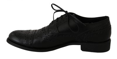Shop Dolce & Gabbana Black Leather Wingtip Oxford Dress Men's Shoes