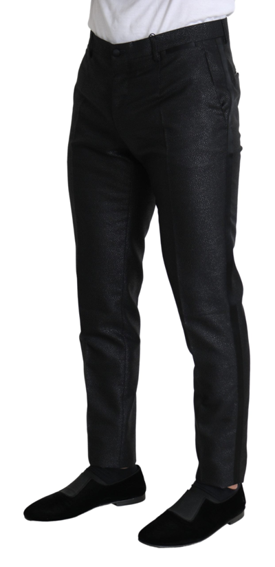 Shop Dolce & Gabbana Elegant Metallic Black Dress Men's Pants