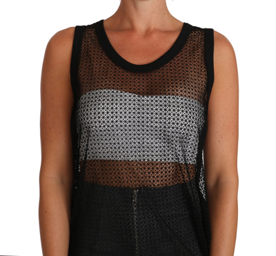 Shop Dolce & Gabbana Black Mesh Transparent Blouse Women's T-shirt