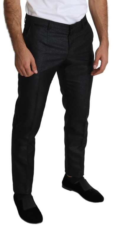 Shop Dolce & Gabbana Elegant Metallic Black Dress Men's Pants