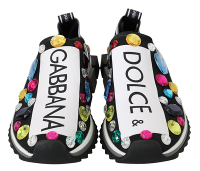 Shop Dolce & Gabbana Black Multicolor Crystal Sneakers Women's Shoes