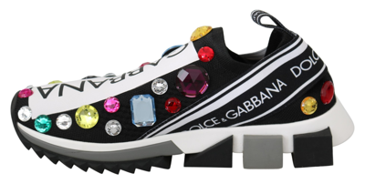 Shop Dolce & Gabbana Black Multicolor Crystal Sneakers Women's Shoes