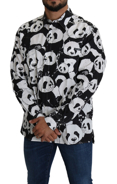 Shop Dolce & Gabbana Black Panda Mens Casual 100% Cotton Men's Shirt