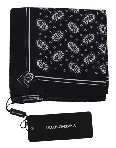 Shop Dolce & Gabbana Black Patterned Square Scarf  Silk  Men's Handkerchief