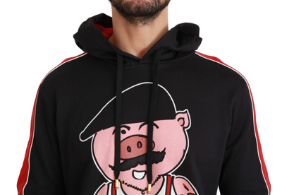 Shop Dolce & Gabbana Black Pig Of The Year Hooded Men's Sweater