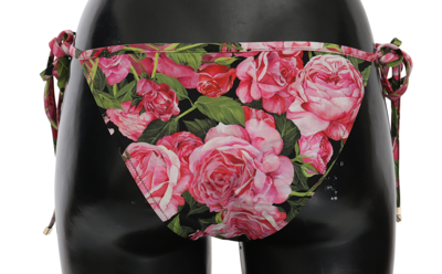 Shop Dolce & Gabbana Elegant Rose Pattern Bikini Women's Bottom In Black