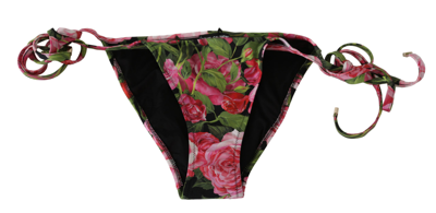 Shop Dolce & Gabbana Elegant Rose Pattern Bikini Women's Bottom In Black