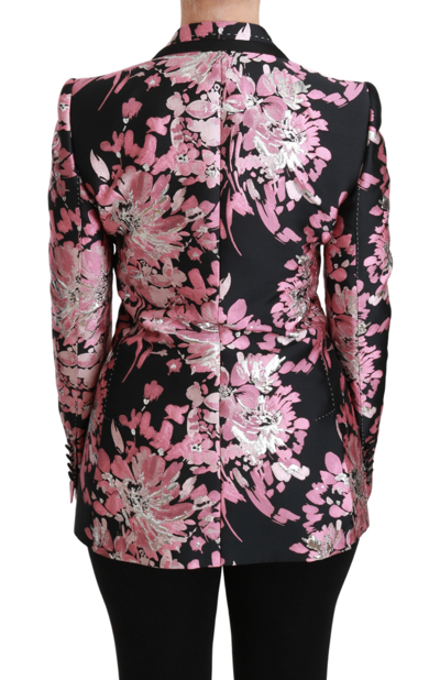 Shop Dolce & Gabbana Black Pink Jacquard Slim Fit Women's Blazer