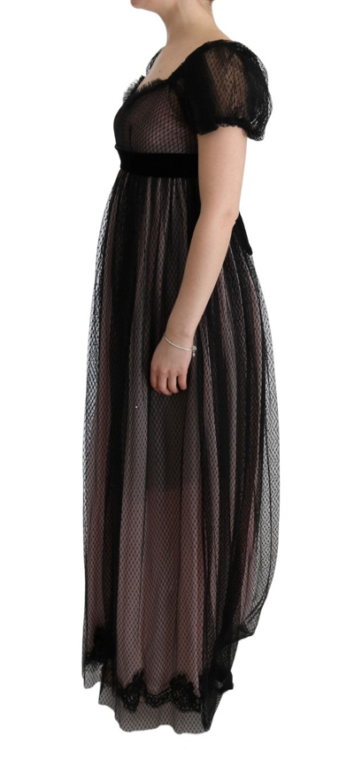 Shop Dolce & Gabbana Black Pink Silk Long Shift Women's Dress