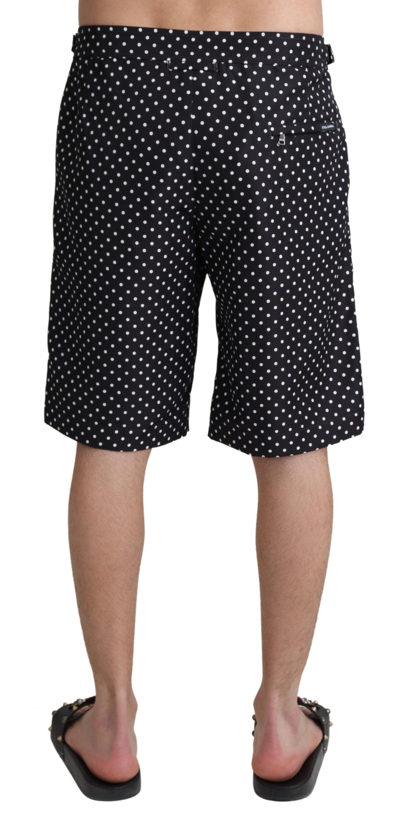 Shop Dolce & Gabbana Black Polka Dots Beachwear Shorts Men's Swimwear