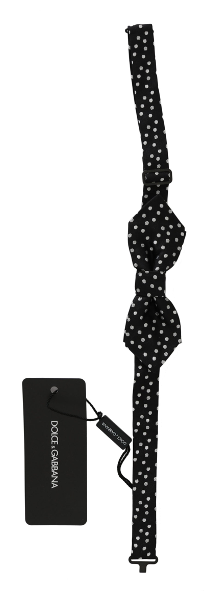 Dolce & Gabbana Black Polka Dots Silk Adjustable Neck Papillon Men Bow Tie In Black