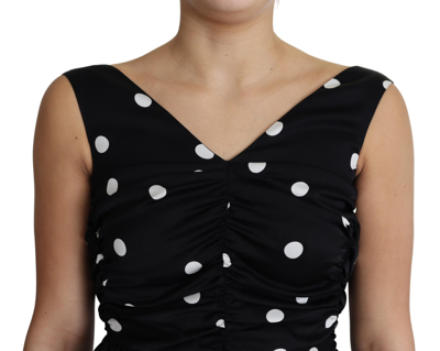 Shop Dolce & Gabbana Black Polka Dots Charmeuse Ruffle Mini Women's Dress