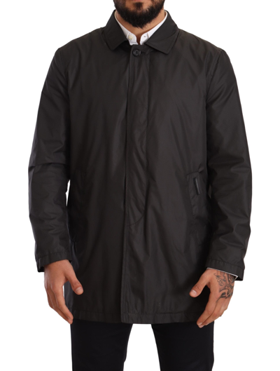 Dolce & Gabbana Black Polyester Mens Trench Coat Jacket In Black