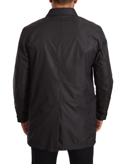 Dolce & Gabbana Black Polyester Mens Trench Coat Jacket In Black