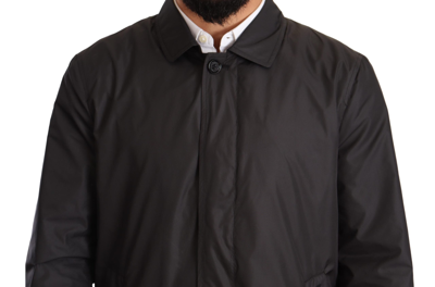 Dolce & Gabbana Black Polyester Mens Trench Coat Jacket In Black