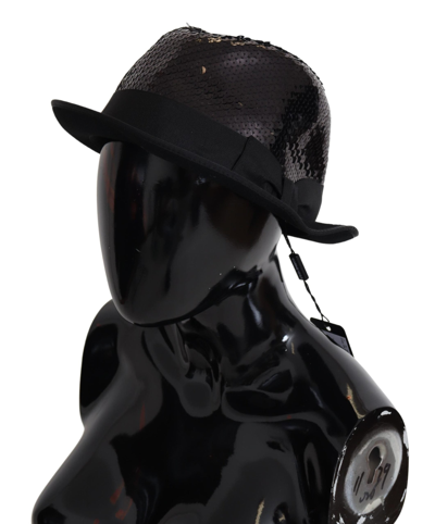 Shop Dolce & Gabbana Black Polyester Sequin Women Fedora Capello Men's Hat