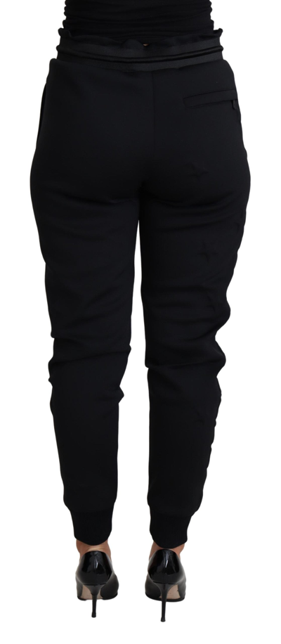 Shop Dolce & Gabbana Elegant Black Jogger Trousers With Iconic Women's Logo