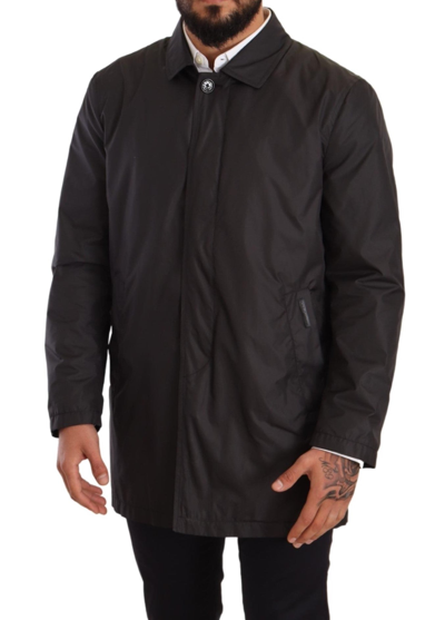 Dolce & Gabbana Black Polyester Mens Trench Coat Jacket In Black