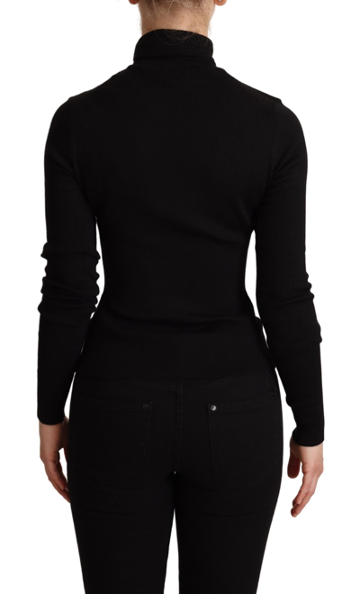Shop Dolce & Gabbana Black Pullover Silk Cashmere Turtleneck Women's Sweater