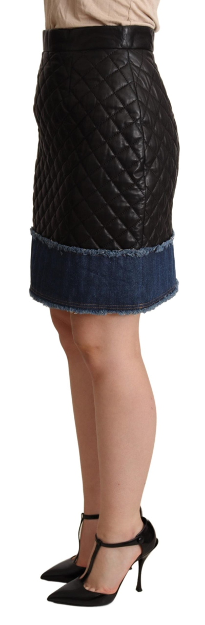 Dolce & Gabbana Black Quilted Leather Mini Skirts In Black