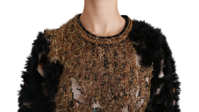 Shop Dolce & Gabbana Black Rabbit Fur Pullover Wool Women's Sweater