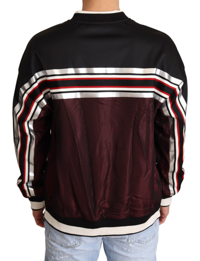 Shop Dolce & Gabbana Black Red Mesh Sport Pullover Crewneck Men's Sweater