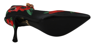 Shop Dolce & Gabbana Black Red Floral Mary Janes Pumps Women's Shoes