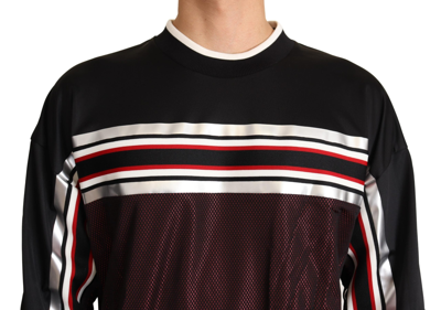 Shop Dolce & Gabbana Black Red Mesh Sport Pullover Crewneck Men's Sweater