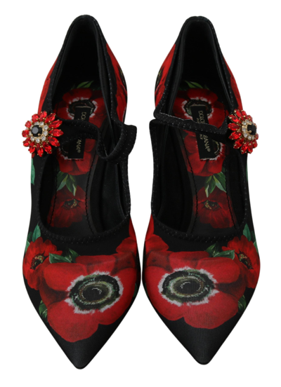 Shop Dolce & Gabbana Black Red Floral Mary Janes Pumps Women's Shoes