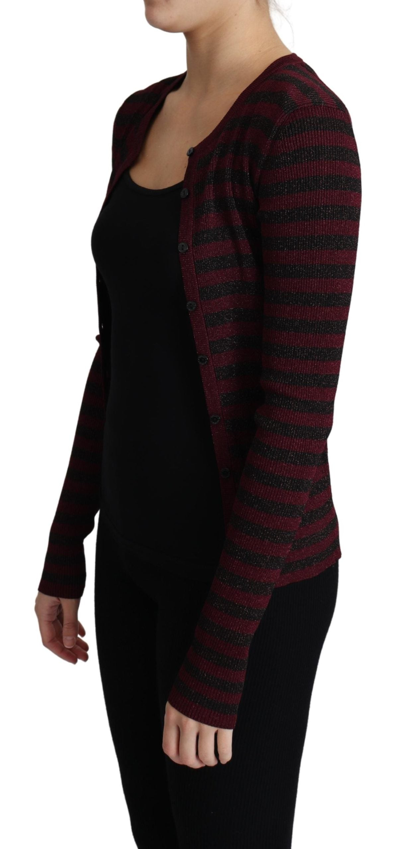 Shop Dolce & Gabbana Black Red Striped Viscose Cardigan Women's Sweater