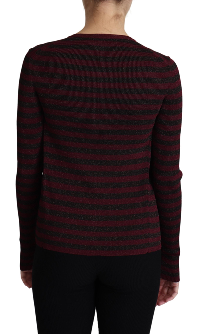 Shop Dolce & Gabbana Black Red Striped Viscose Cardigan Women's Sweater