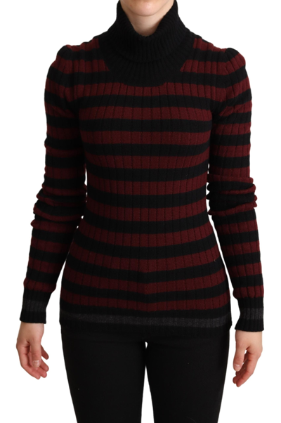 Shop Dolce & Gabbana Chic Striped Wool-cashmere Women's Sweater In Red