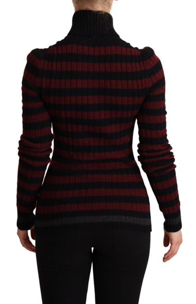 Shop Dolce & Gabbana Chic Striped Wool-cashmere Women's Sweater In Red