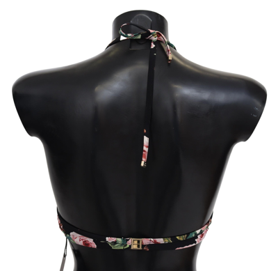 Shop Dolce & Gabbana Black Roses Print Swimsuit Beachwear Bikini Women's Tops