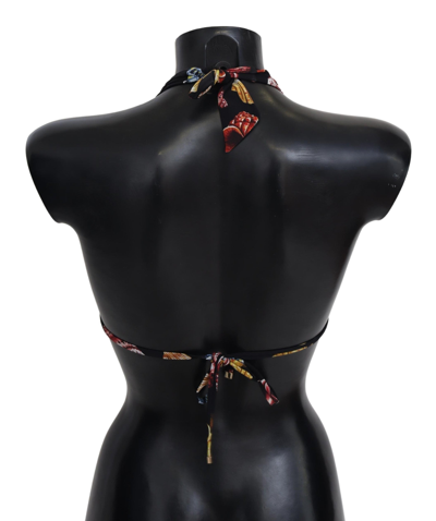 Shop Dolce & Gabbana Black Seashells Print Halter Swimwear Bikini Women's Tops