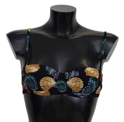 Shop Dolce & Gabbana Black Seashells Print Women Swimwear Bikini Women's Tops
