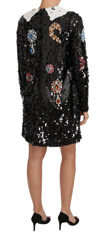Shop Dolce & Gabbana Black Sequined Crystal Fairy Tale Women's Dress