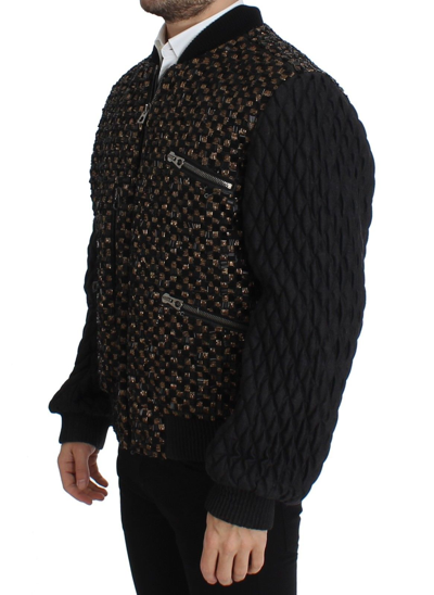 Shop Dolce & Gabbana Black Sequined Goatskin Men's Jacket