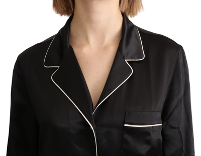 Shop Dolce & Gabbana Elegant Silk Black Button-up Women's Blouse