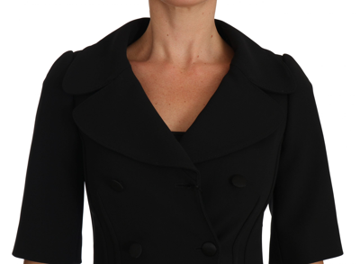 Shop Dolce & Gabbana Black Short Fitted Wool Cropped Jacket Women's Blazer
