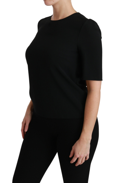 Shop Dolce & Gabbana Black Short Sleeve Casual Top Stretch Women's Blouse