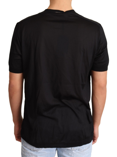 Shop Dolce & Gabbana Black Silk Henley Crewneck Top Men's T-shirt