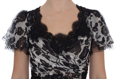 Shop Dolce & Gabbana Black Silk Floral Lace Ricamo Ball Maxi Women's Dress