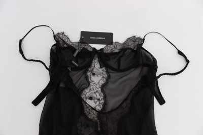 Shop Dolce & Gabbana Black Silk Lace Babydoll Lingerie Women's Top