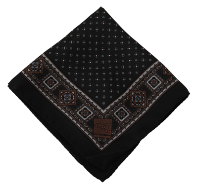 Shop Dolce & Gabbana Black Silk Men Pocket Square Handkerchief Men's Scarf