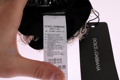 Shop Dolce & Gabbana Black Silk Pink Floral Lace Hair Women's Claw